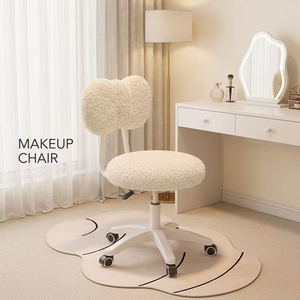Office Furniture Home - Cute Boucle Swivel Office Chair 360°