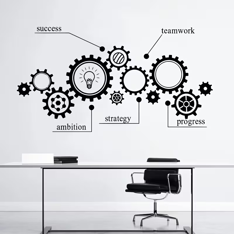 Office Furniture Removal - Removable Wall Sticker with Gear Mechanism,