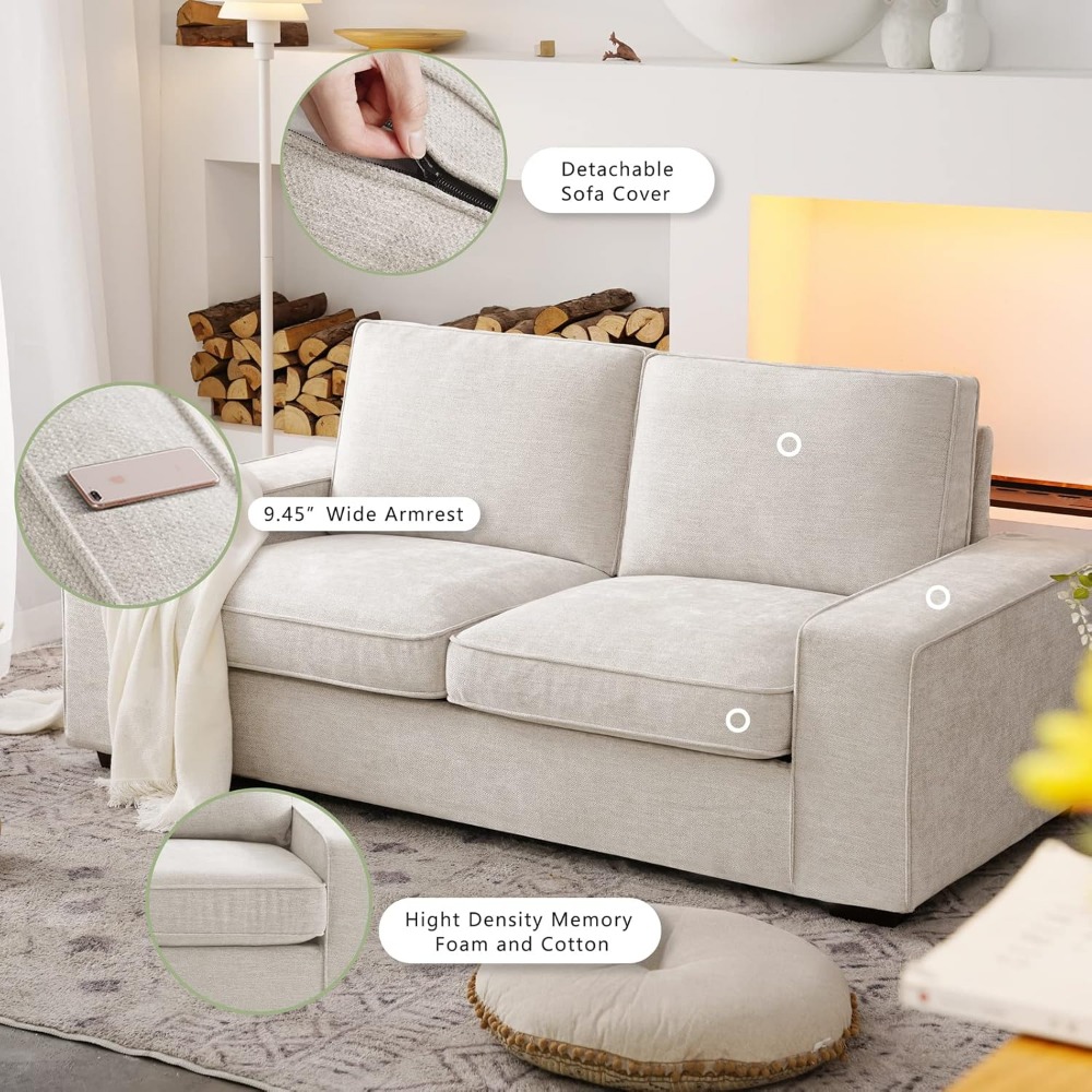 88 Inch Modern Sofa, Chenille  - огляд і ціна Office Furniture Removal