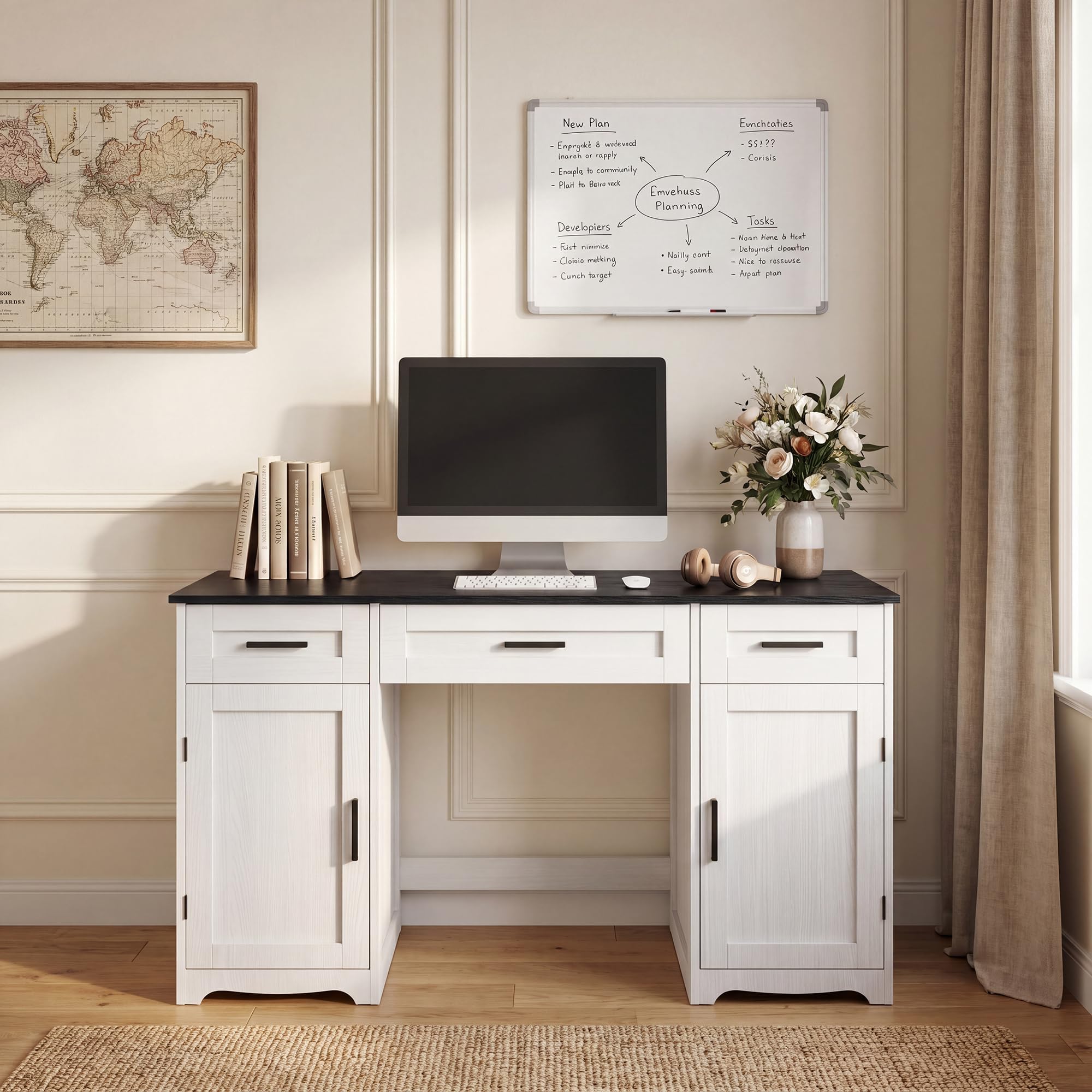 Farmhouse Executive Desk With  - огляд і ціна Office Furniture Home